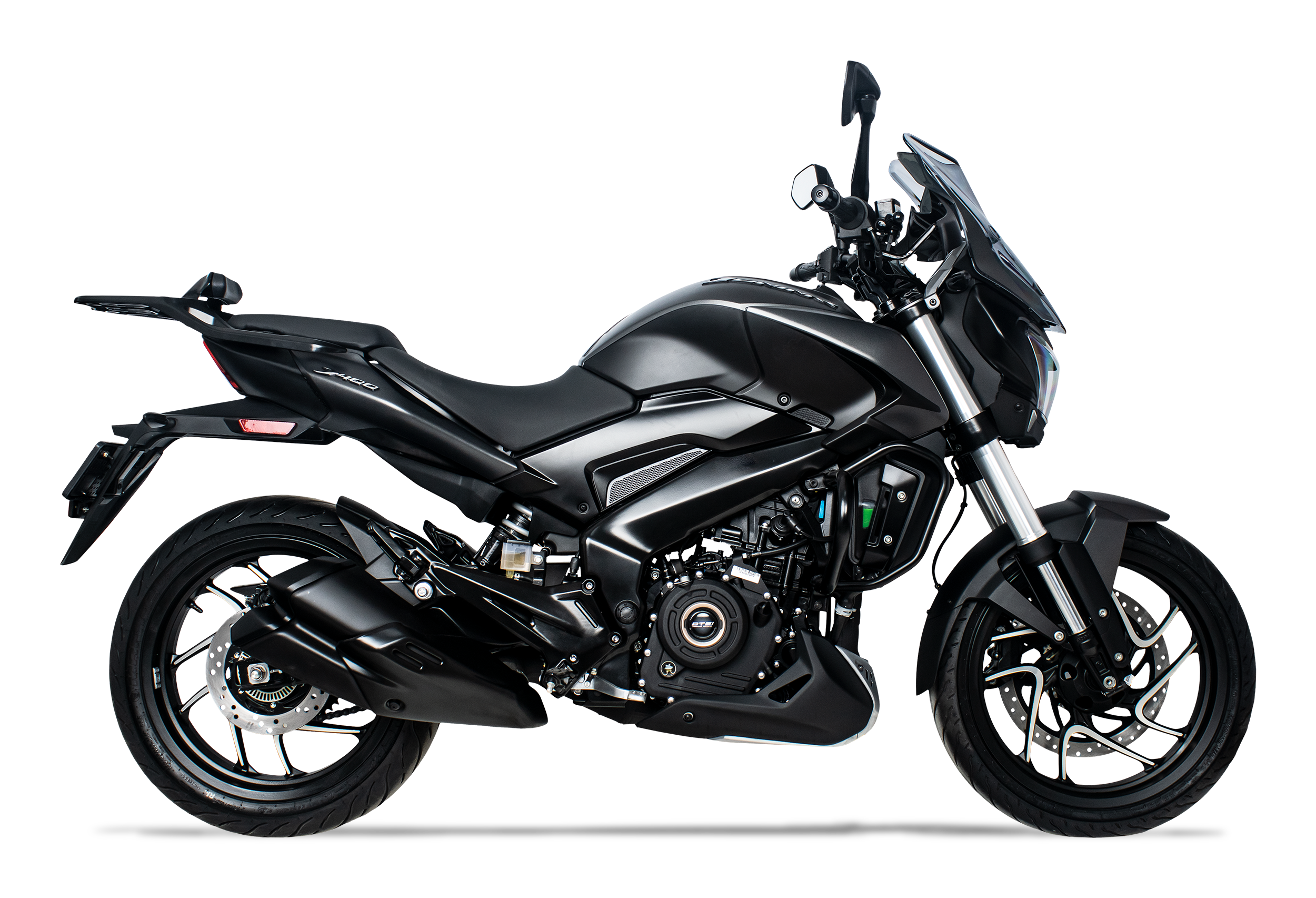 Bajaj Dominar 400 2.0 2025 en color negro y verde