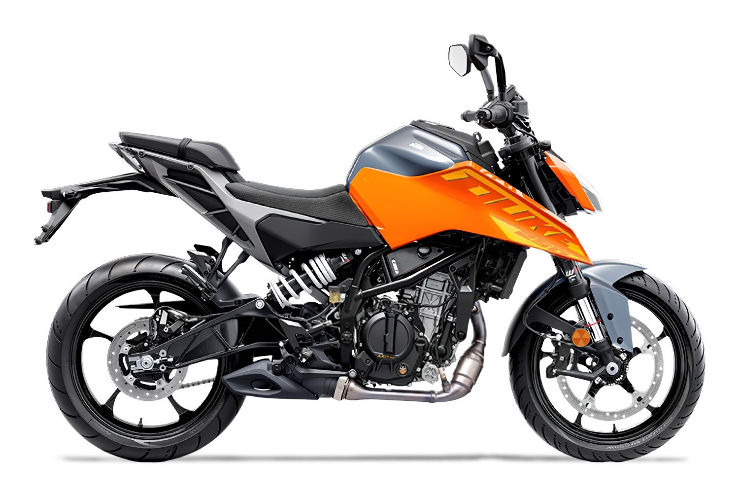 KTM Duke 250 ABS 2025 en color naranja y gris