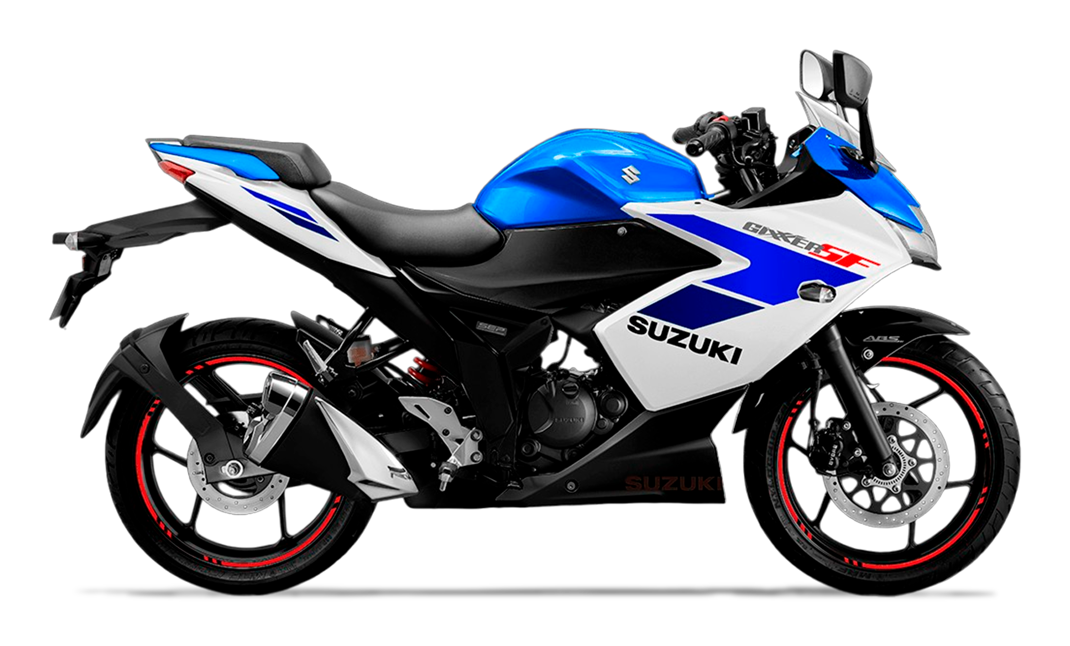 Suzuki Gixxer SF 150 2024 en blanco y azul